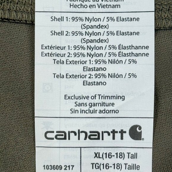 Carhartt Women Force Fitted Lightweight Olive Utility Legging Size XLT 16-18 NWT - Picture 7 of 11